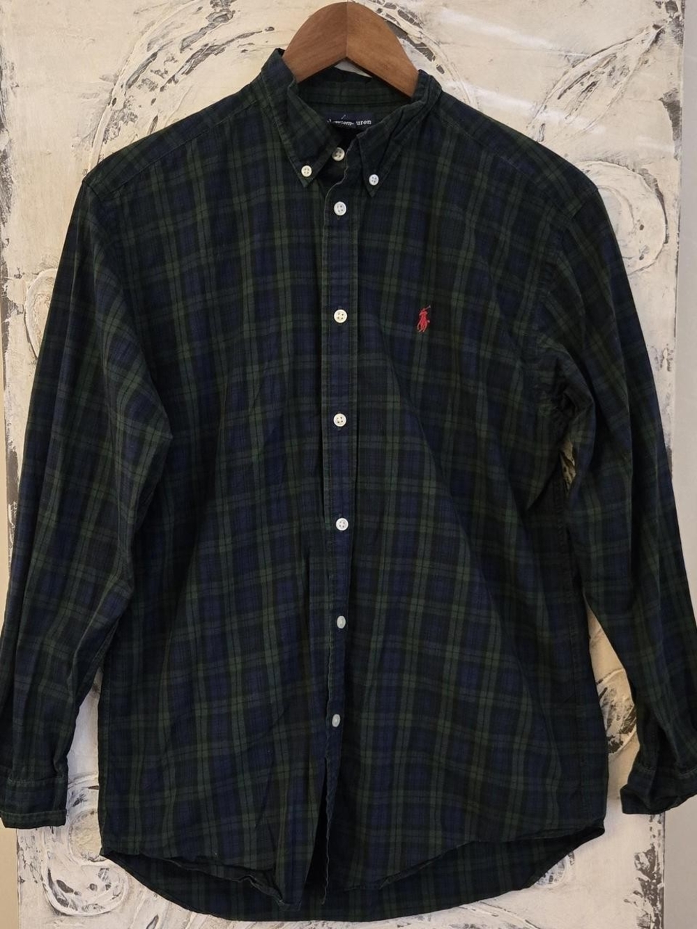 Ralph Lauren Navy and Green Plaid Button-Down Shirt